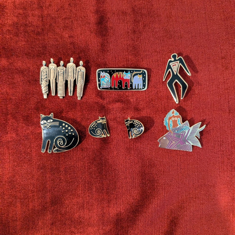 Laurel Burch Unique Enamel and Metal Brooch Set